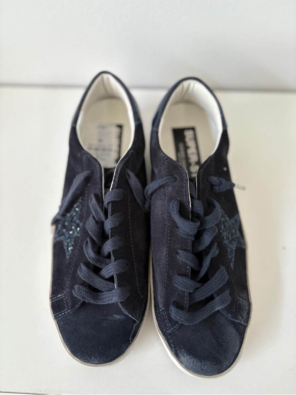 Golden Goose Navy Suede Star Detail Low-Top Sneakers